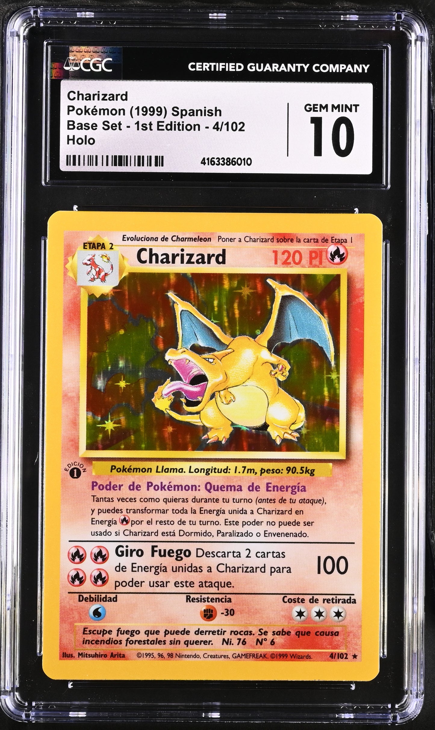 Pokemon Spanish Charizard Base Set 1st Edition CGC 10 Gem Mint